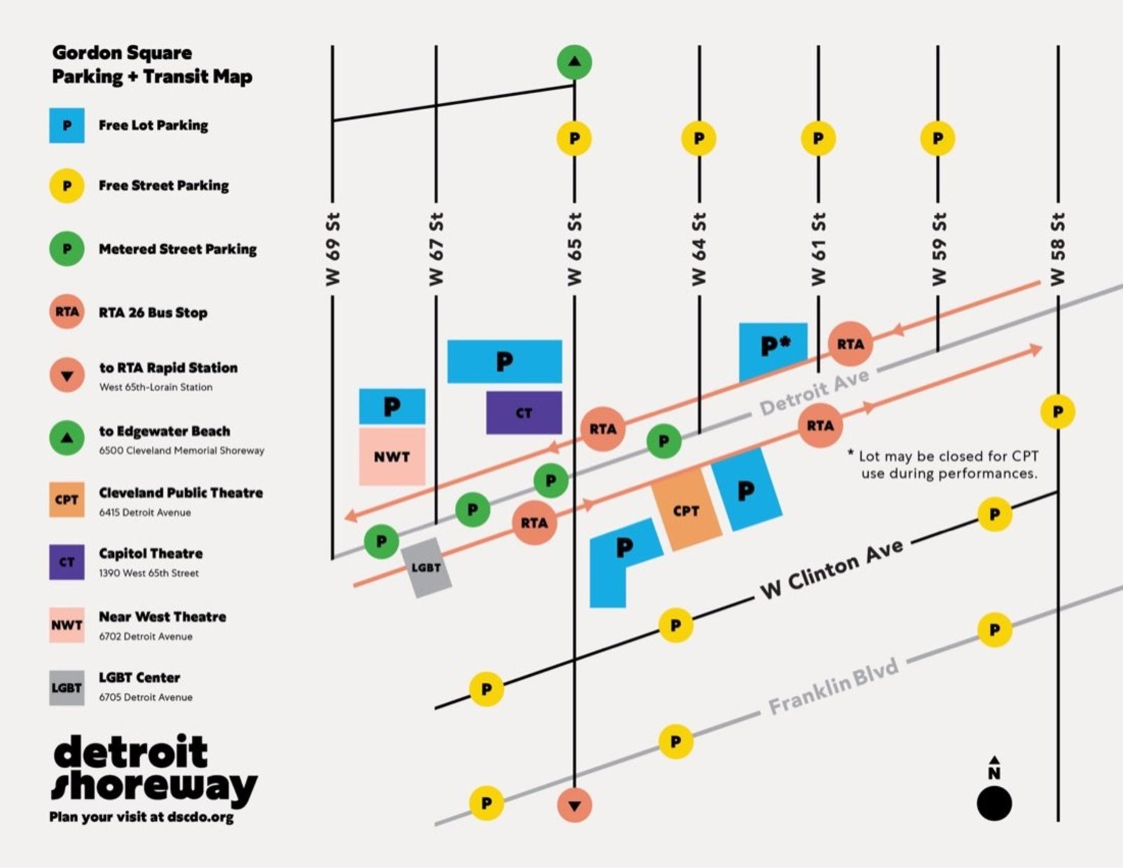 Directions gordon square parking and transit map 2020
